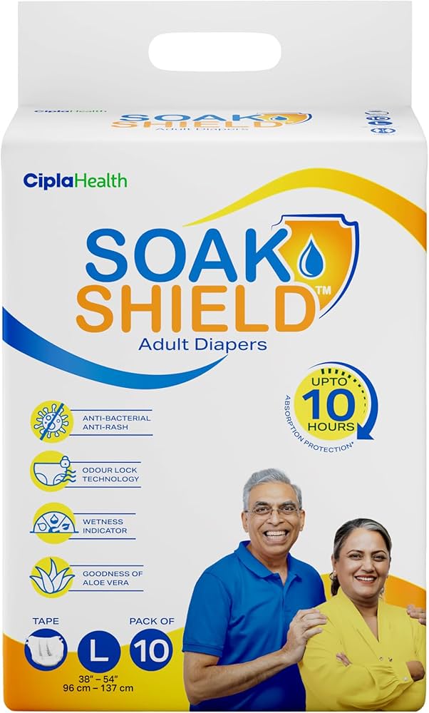 Cipla Health Soak Shield Adult Diapers L Pack Of 10